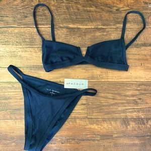 LA Hearts by PacSun Black Ribbed Bikini Bottom & Top